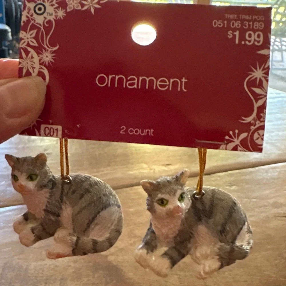 Cat Ornaments Set 4 Orange Grey Tabby Miniature Figurines Target 2006